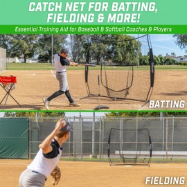 GoSports Team Tone 7 ft x 7 ft Baseball & Softball Practice Hitting & Pitching Net in Team Colors - Black