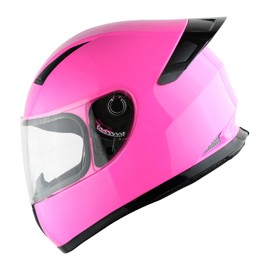 1Storm Motorcycle Youth Kids Street Dirt Bike ATV BMX MX Go Cart Karting Full Face Helmet with LED Tail Light: LED-B15 Glossy Pink