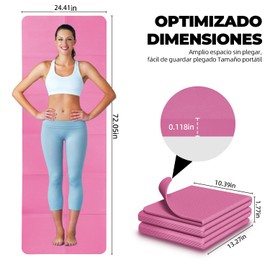 KIDS CHOICE Tapete Yoga Plegable,Tapete Ejercicio grueso 183x61x0.6cm, TPE Folding Yoga Mat para Pilates Antideslizante con Bolsa para Viaje, Esterilla de Yoga, Alfombrilla plegable Equipo de Yoga.