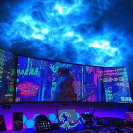 FUSLITE , 3D Thundercloud LED Light Cotton Lightning Cloud Colorful Atmosphere Night Light, DIY Creative Cloud Lights Gaming Room Garage Club Bar dj Party Light,16 Feet