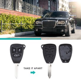 Create idea 2 x Car Key Case Key Shell for 3 Buttons with Uncut Blade Compatible with Chrysler 300C Dodge Jeep
