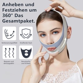 Reusable V Face Lifting Tape, Face Slimming Band, Double Chin Mask, Double Chin Remover, Face Tape, Double Chin Reducer, V-Shaped Face Masks for Lifting and Contouring (Grey)