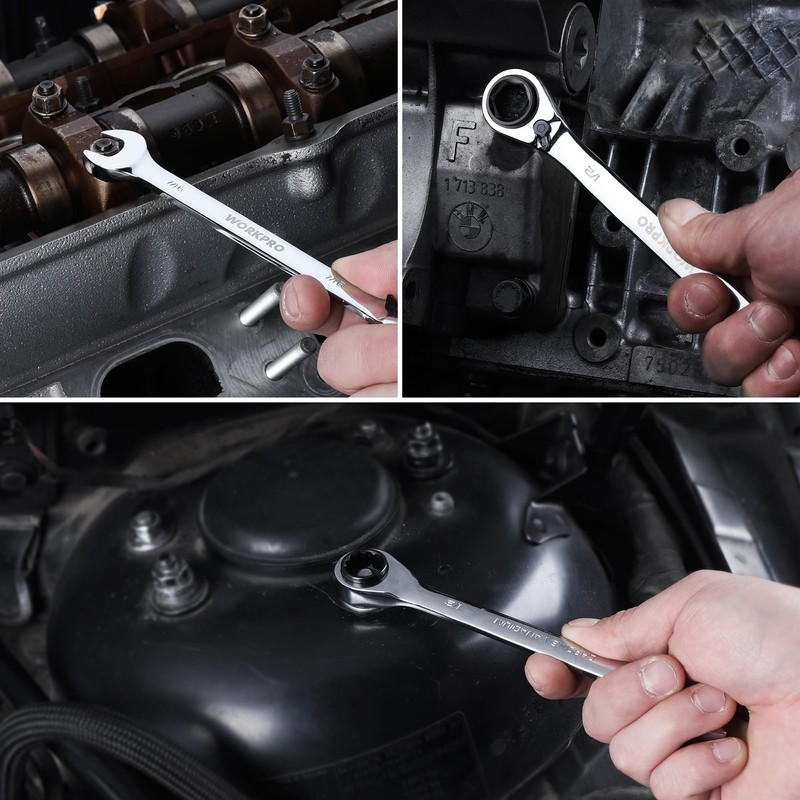 WORKPRO 7-Piece 3-in-1 Reversible Ratchet Wrench Set, SAE 5/16" to