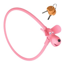 1 Stück Kreativer Keks-Hund Fahrradschloss, Kinderfahrrad Schloss, Verdickter Stahldraht, Silikon-Schutz, Inklusive zwei Schlüssel, Geeignet für Fahrradschlösser usw (Pink)