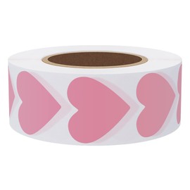 Hylabelest Coloured Dot Heart Stickers 30mm Love Shape Valentine's Day Gift Labels (Pink)