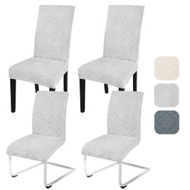 Alishomtll Stretch Chair Covers Set of 4 Dining Chair Slipcovers Universal for Swing Chair Jacquard Removable Washable Dining Room Chair Protector for Banquet Wedding Ceremony (Light Grey, 4 pcs)