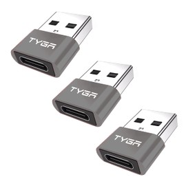 TYGA STORE USB Type C Female to USB Type A Male Adapter 2.0, Sync, Transfer, Charge, Plug & Play (3, Gray)