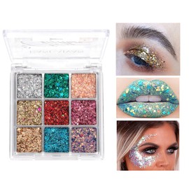 9 Colours Eyeshadow, Glitter Eyeshadow Palette, Shimmer Ultra Pigmented, Shining Eyeshadow Pearlescent Make-Up, Highly Pigmented Shimmer, Matte Glitter, Makeup Palette, Durable, Waterproof (03)