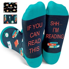 HAPPYPOP Book Lover Gifts for Women - Novelty Reading Gifts for Readers, Book Reading Socks Stocking Stuffers for Students Girls