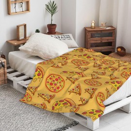 Manta de franela ultra suave y bonita para decoración de pizza, ropa de cama adecuada para viajes, camping, sala de estar, sofá, recámara, decoración de regalos (estilo 1, 80 x 60 pulgadas)
