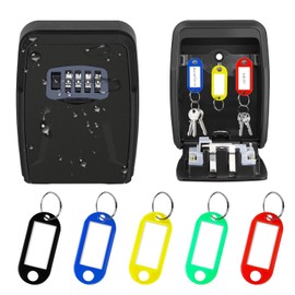 VEXORA Caja para Llaves con Contraseña, Caja para Guardar Llaves, 5 Llaveros con Etiquetas, Bloqueo con Contraseña de 4 Dígitos, Fácil de Usar e Instalar. Apto para Hogares, Fábricas, Gimnasios.