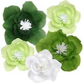 5pcs Green Paper Flowers,3D Tissue Paper Flowers,Artificial Wall Décor Wedding Birthday Backdrop Centerpieces Party Decorations Supplies (Green)