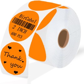 2 inch Orange Circle Thermal Labels, Self-Adhesive Round Inventory Stickers, Multi-Purpose Round Roll Thermal Printing Stickers for Business and Domestic Use-600 Labels/Roll