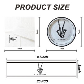 SharkBliss RIP Twenties Party Supplies 480 PCS – Paper Cocktail Napkins Party Cups Water Bottle Labels Toothpick Flags Drinking Straws Gift Tags Forks Plates for Death to My 20s 30th Birthday