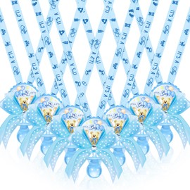 Hotop 36 Pcs Baby Shower Pacifier Necklace Cute Bear Acrylic Baby Party Favors Pacifier Charm Necklace for Girls Boys Shower Party Decoration Table Pieces(Blue,Boy)