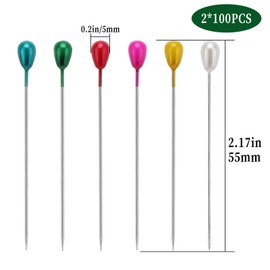 SAVITA 200 lápices de costura largos de lágrima con perlas, corsé recto, para costura, manualidades, decoración de bodas (blanco, multicolor)