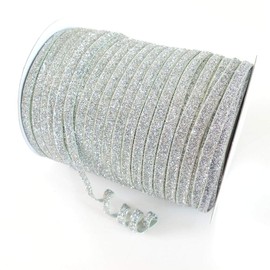 Beyond Trim Glitter Elastic Ribbon - 5/8 Inch 5 Yard Stretch Flat Band for Sewing Craft DIY Hair Ties Headbands Silver