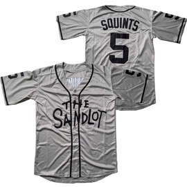 The Sandlot Benny 'The Jet' Rodriguez Michael Squints Alan Yeah-Yeah Bel Air 3D Print Fashion Movie Baseball Jerseys (5 Squints Grey, XX-Large)