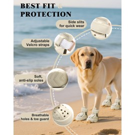 Tuqila Dog Boots for Hot Pavement & Snow, Waterproof Non-Slip Dog Shoes with Reflective Straps, Adjustable Pet Booties for Small to Large Dogs, Outdoor Paw Protection, 4Pcs