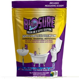 BIOSURE SeptiComplete Premium Powder: 2 lbs of Septic Tank & Septic Line Cleaner with Dosage Scoop: Use for Clogged Toilet Solutions, Plastic Septic Tank, and Septic Tank Riser.