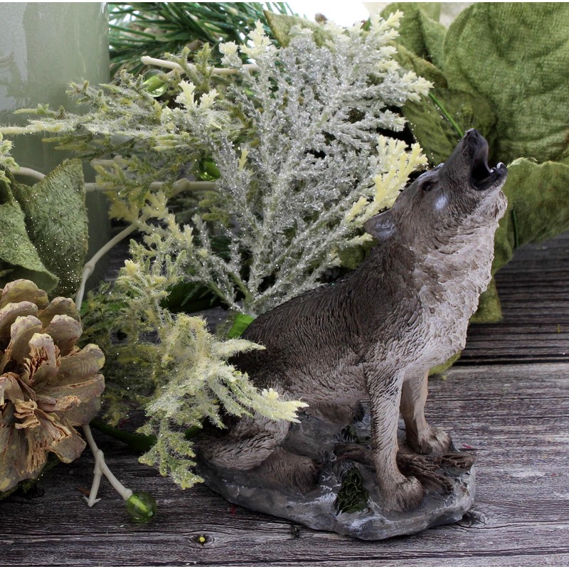 The Bridge Collection Small Howling Wolf Figurine - Resin Gray