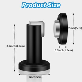HUTLON Door Stoppers, Magnetic Door Stop, Black Heavy Duty Doorstop, 2 Packs Magnetic Door Catch, Stainless Steels Door Holder, Wall and Floor Mount Door Stopper, Door Stops for Bottom of Door