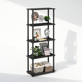 Furinno Turn-N-Tube 5-Tier Multipurpose Compact Bookcase, Americano/Black