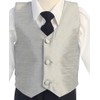 Vest and Clip On Boy Necktie set - SILVER -