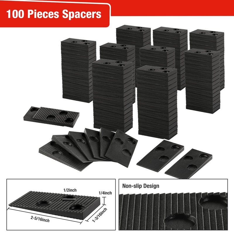 Goldblatt Laminate Wood Flooring Tools Installation Kit with 100 Spacers,