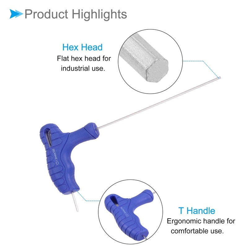 CoCud T-Handle Hex Wrench 1.5mm Hex CR-V Steel Metric T