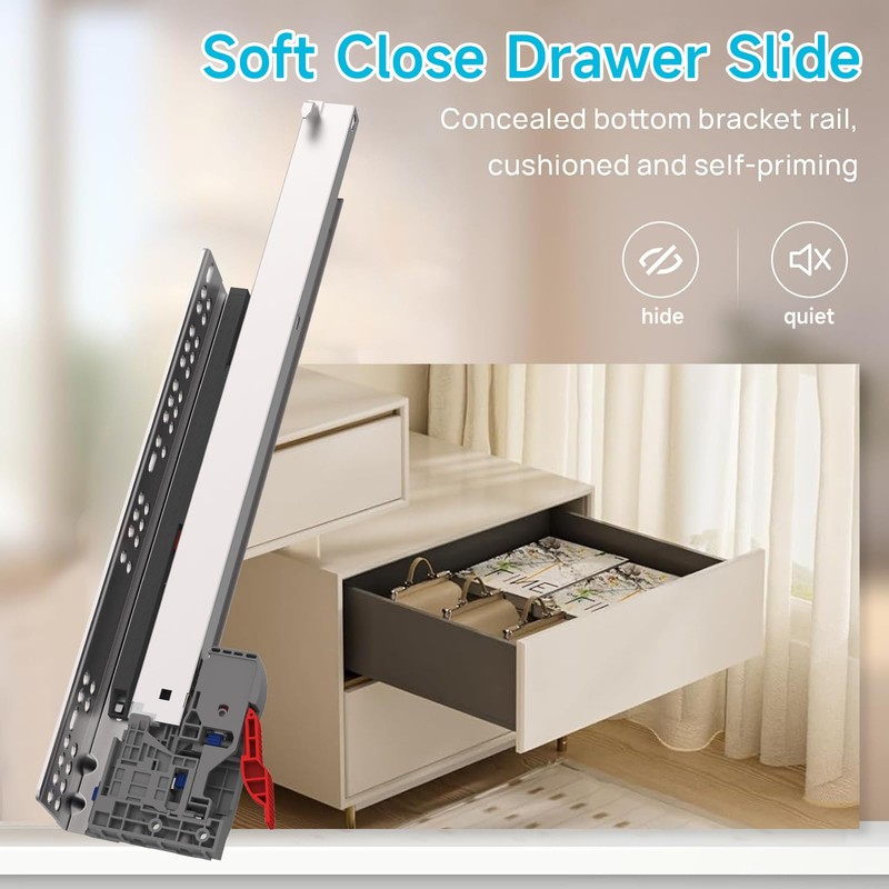 14 Inch 6 Pair Undermount Soft Close Drawer Slides Full
