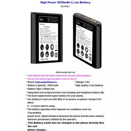 For Kyocera Long Life 3020mAh Rechargeable Battery for Kyocera DuraXV Extreme+ E4811 USA