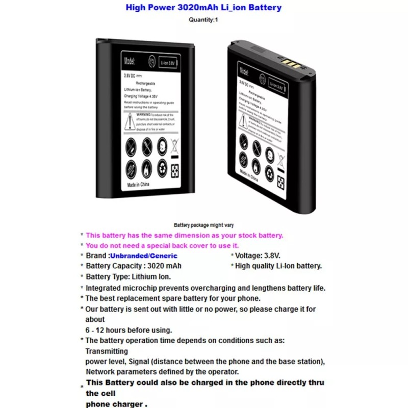 For Kyocera Long Life 3020mAh Rechargeable Battery for Kyocera DuraXV