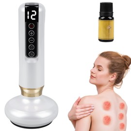 Cellulite Massager, Electric Cupping Device, Anti Cellulite Massager, Hand Massager, Adjustable 12 Gears, Cupping Massager Against Cellulite for Back, Waist, Stomach, Arms, Legs, Buttocks (White)