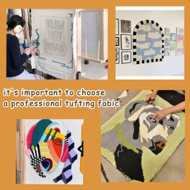 83" x 79" Upgraded Overlocking Tufting Cloth with Marked Lines,Large Monk's Cloth for Tufting Gun & Punch Needle,Tufting Fabric/Primary Tufting Cloth/Punch Needle Fabric/Punch Needle Cloth