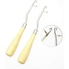 Onwon 3 Pcs Wooden Bent Latch Hook Tool Crochet Needle