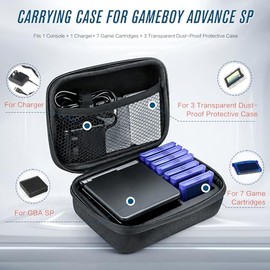 Carrying Case for Gameboy Advance SP,Game Case Holder for GBA SP Accessories,Durable Portable Storage Bag for GBA SP Accommodates 1 Charger,7 Game Cartridge Slots and 3 Cartridge Cases Simultaneously