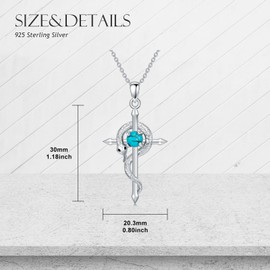 Reaii Cross Snake Necklace for Women 925 Sterling Silver Natural turquoise Snake Cross Pendant Necklace Cross Jewelry Birthday Gift for Women Wife