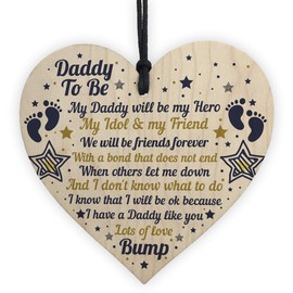 RED OCEAN Best Daddy Gifts Wooden Heart Daddy To Be Birthday Cards From Bump Keepsake