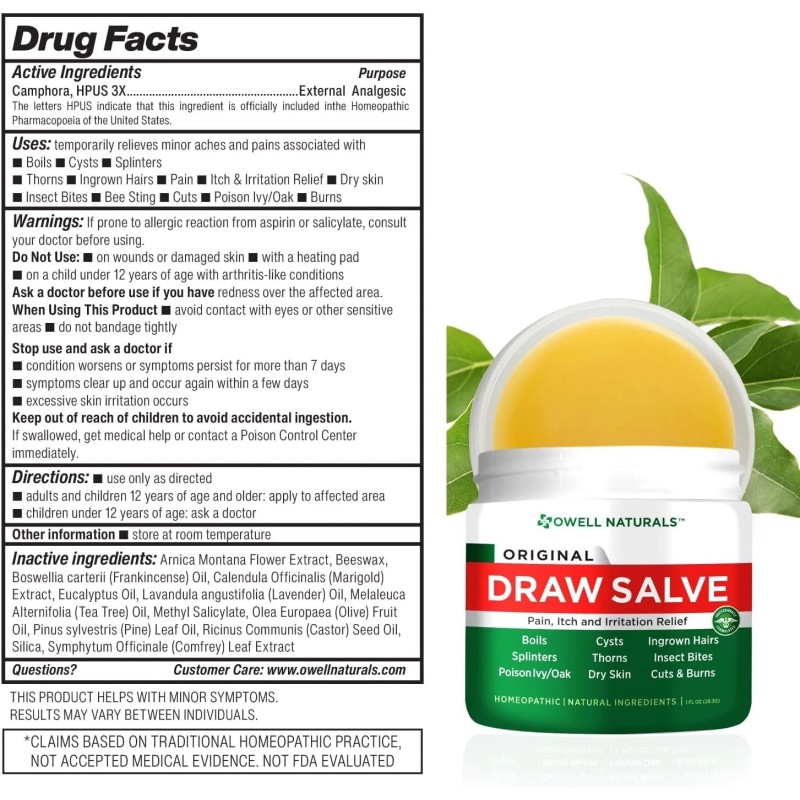 Unbranded OWELL NATURALS Draw Salve Ointment, Ingrown Hair Treatment, Boil
