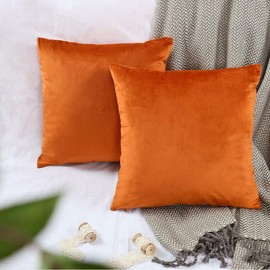Chlophy Burnt Orange Cushion Covers Velvet 18x18 Autumn Pumpkin Thanksgiving Decoration 45×45CM Rust Copper Terracotta Throw Pillow Cover Mustard Couch Sofa