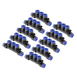 QUARKZMAN Inline Manifold Connectors 4 mm (5/32 Inch) OD 5-Way Plastic Pneumatic Push to Connect Pipe Fittings Push Lock Quick Release Connector Pack of 10