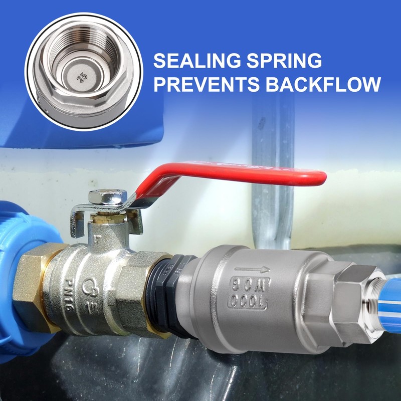 Bwintech 1 Pc Check Valve, 1/2" BSP Female Thread Stainless