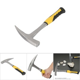 Double Headed Geological Hammer Exploration Hammer Sharpener Flat Head Hammer Yellow Handle Rubber Grip Surface Polished 804-1028 G(S)