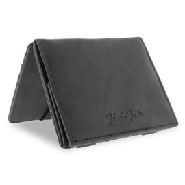 Jaimie Jacobs Flap Boy The Original Magic Wallet with Coin Compartment RFID Protection Magic Wallet with Coin Compartment Men's Genuine Leather, Buffalo Leather Black, Modern