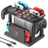 Switch収納スタンド Kytok Joy-Con充電スタンド Switchドック収納 Joy-Con/Proコントローラー/スイッチ本体とドック/ゲームソフト全部収納可能 組立式 省スペース 多機能 大容量 オールインワンスタンド