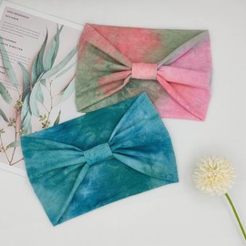 Wide Headbands For Women Knotted Headband Women’s Head Wraps Stretchy Turban Hair Accessories Bands Tie Dye 4 Pack (tie-dye 4, One size)