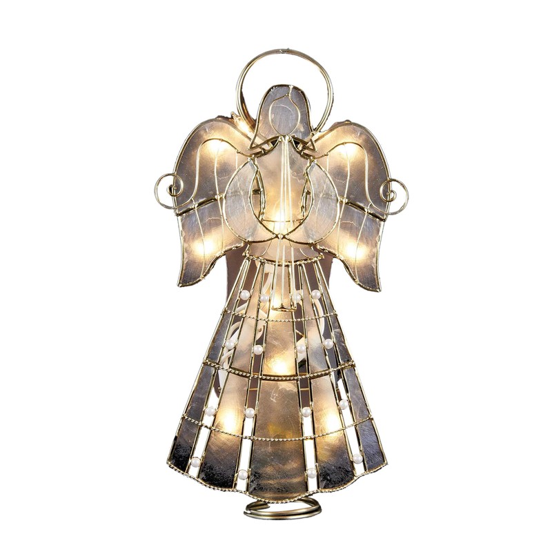 Kurt Adler UL3113 10-Light Capiz Angel Treetop With Vines And