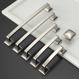 Amerdeco 10-Pack Brushed Satin Nickel Cabinet Hardware: 7 Inch(178mm) Hole Center Pulls for Bathroom, Kitchen & Dresser