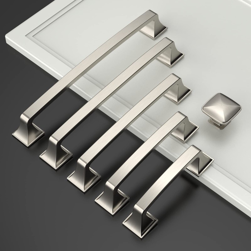 Amerdeco 10-Pack Brushed Satin Nickel Cabinet Hardware: 7 Inch(178mm) Hole
